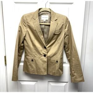 Banana Republic Tan Cotton Cropped Blazer, Lined Jacket, Women's Size 6